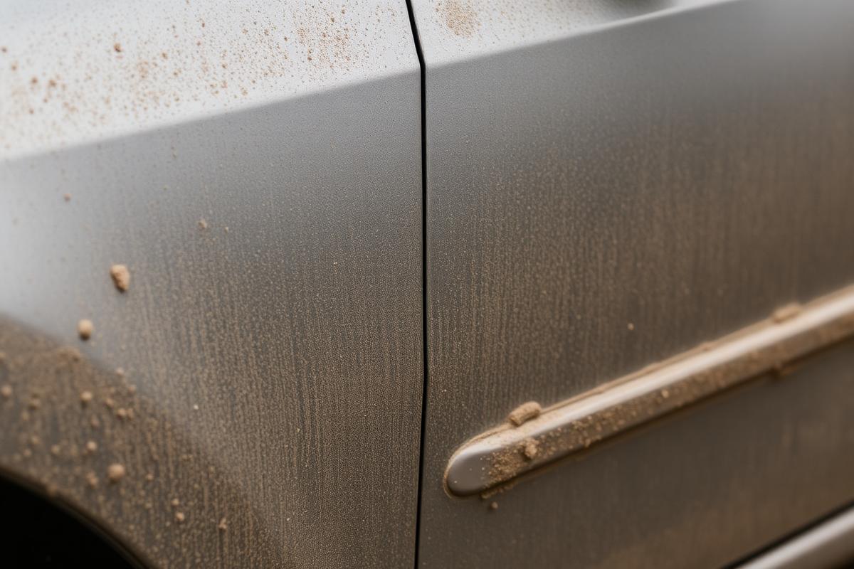 Car before wash — dusty and dirty